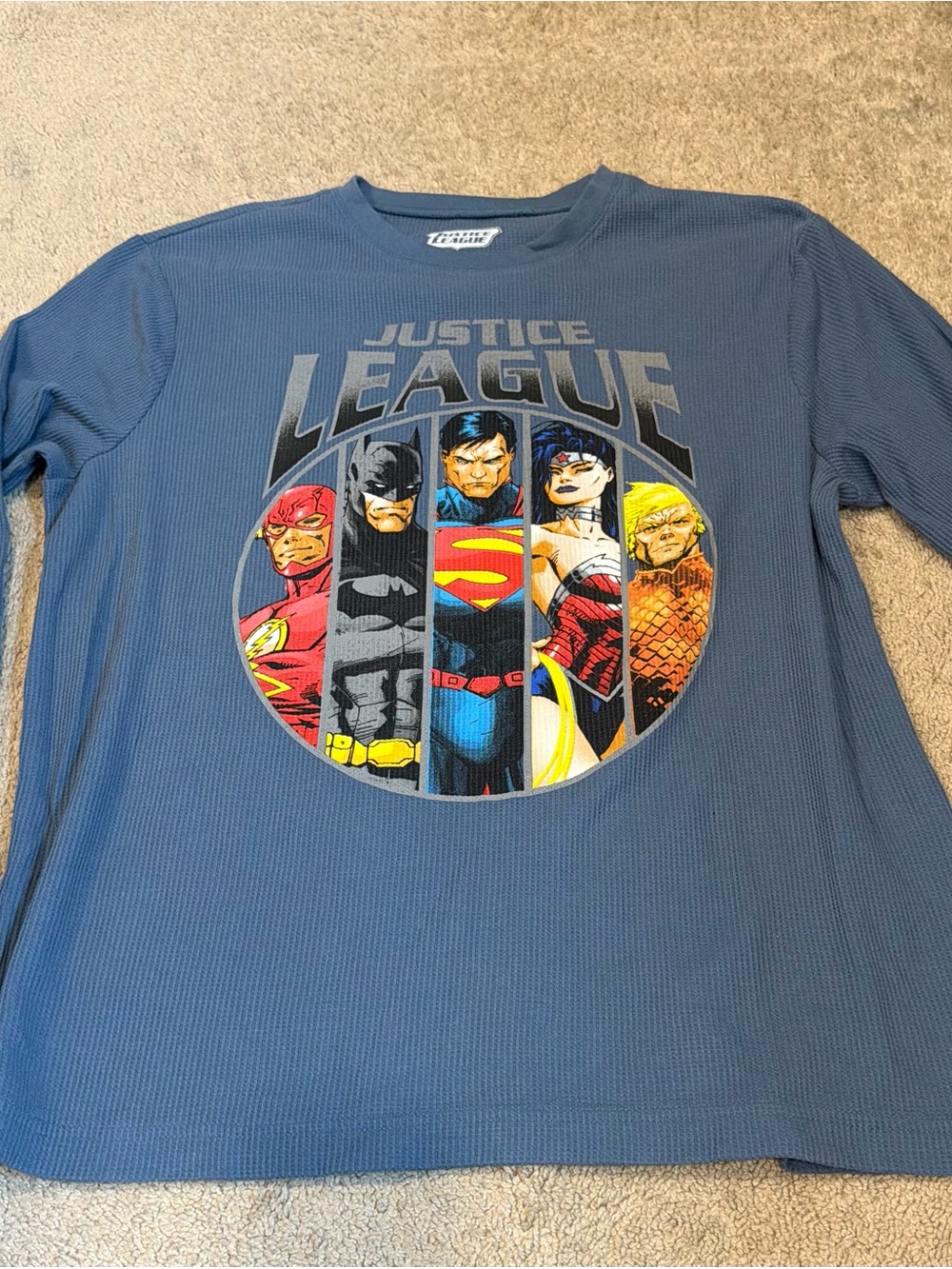 Justice League Men’s Blue Graphic LS Shirt Sz L